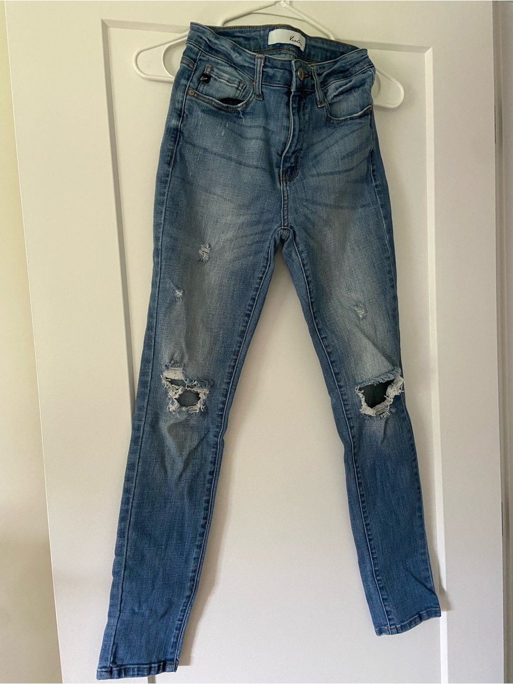 KanCan Ripped Skinny Jeans in Medium Blue Wash